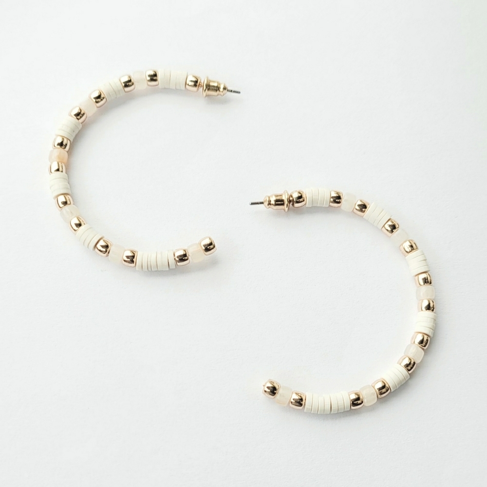 Flat Beaded Hoop Earring